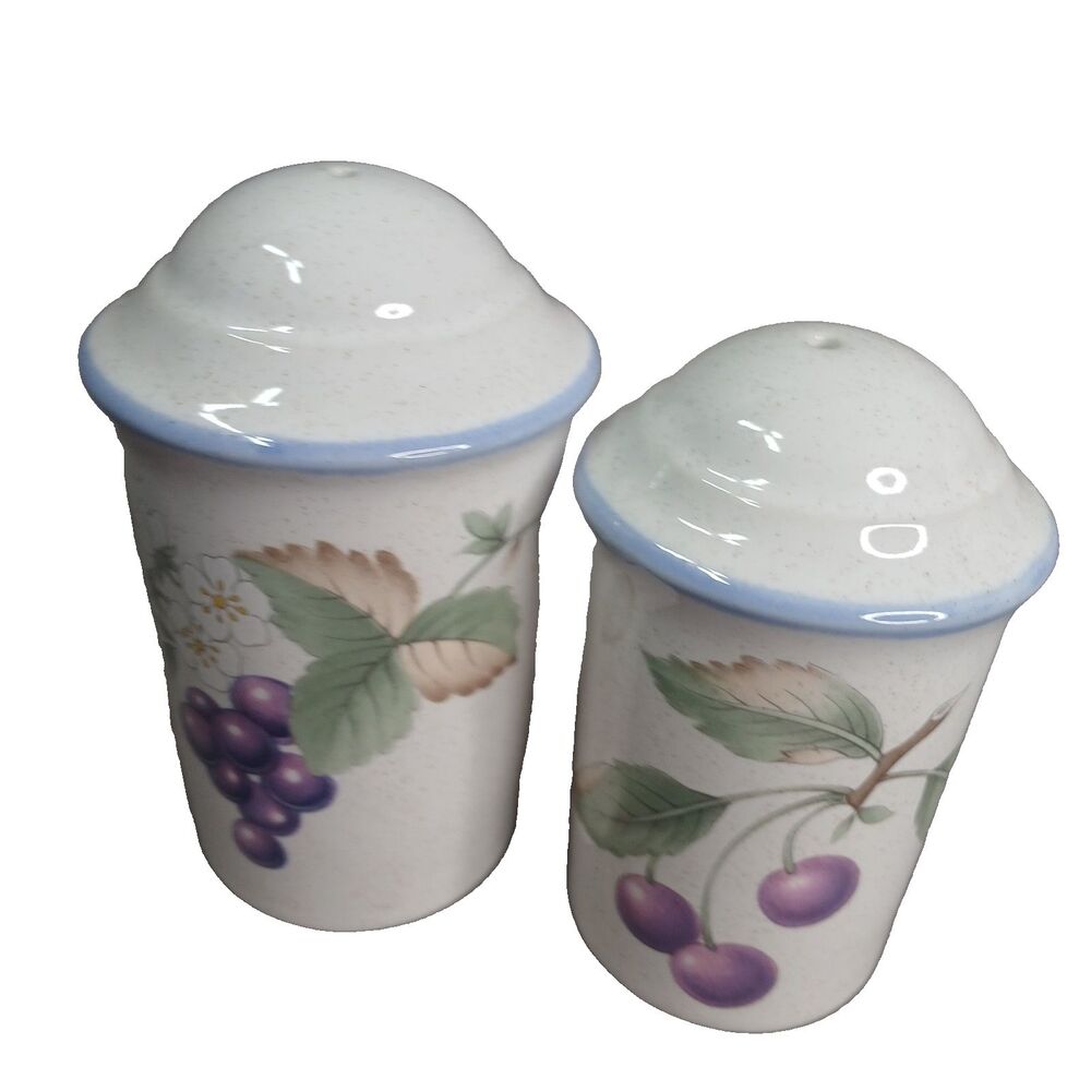 Savoir Vivre Luscious Salt & Pepper Shakers 1 Hole Vintage Stoneware